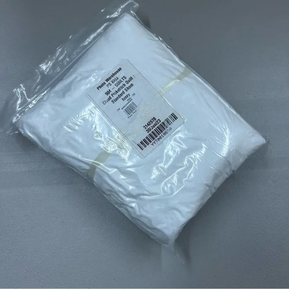 Pottery Barn Kids Cloud Pickstitch Pillow Sham Cover Ivory White Standard NEW